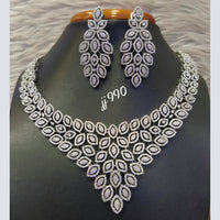 Jain Jewellers Silver Plated AD Stone Necklace Set