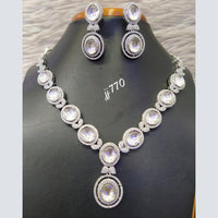 Jain Jewellers Silver Plated AD Stone Necklace Set