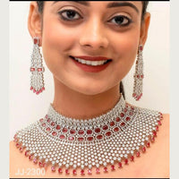 Jain Jewellers Silver Plated AD Stone Necklace Set