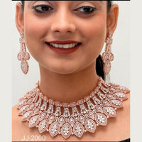 Jain Jewellers Rose Gold Plated AD Stone Necklace Set