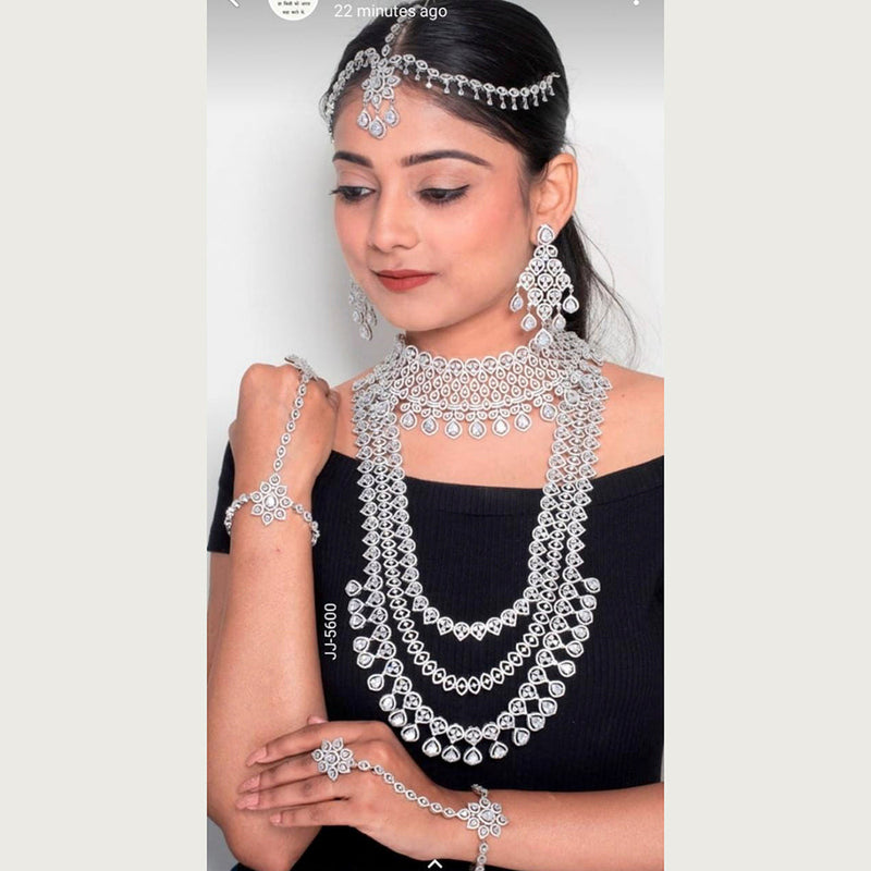 Jain Jewellers Silver Plated AD Stone Bridal Set