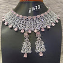 Jain Jewellers Silver Plated AD Stone Necklace Set