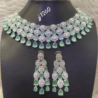 Jain Jewellers Silver Plated AD Stone Necklace Set