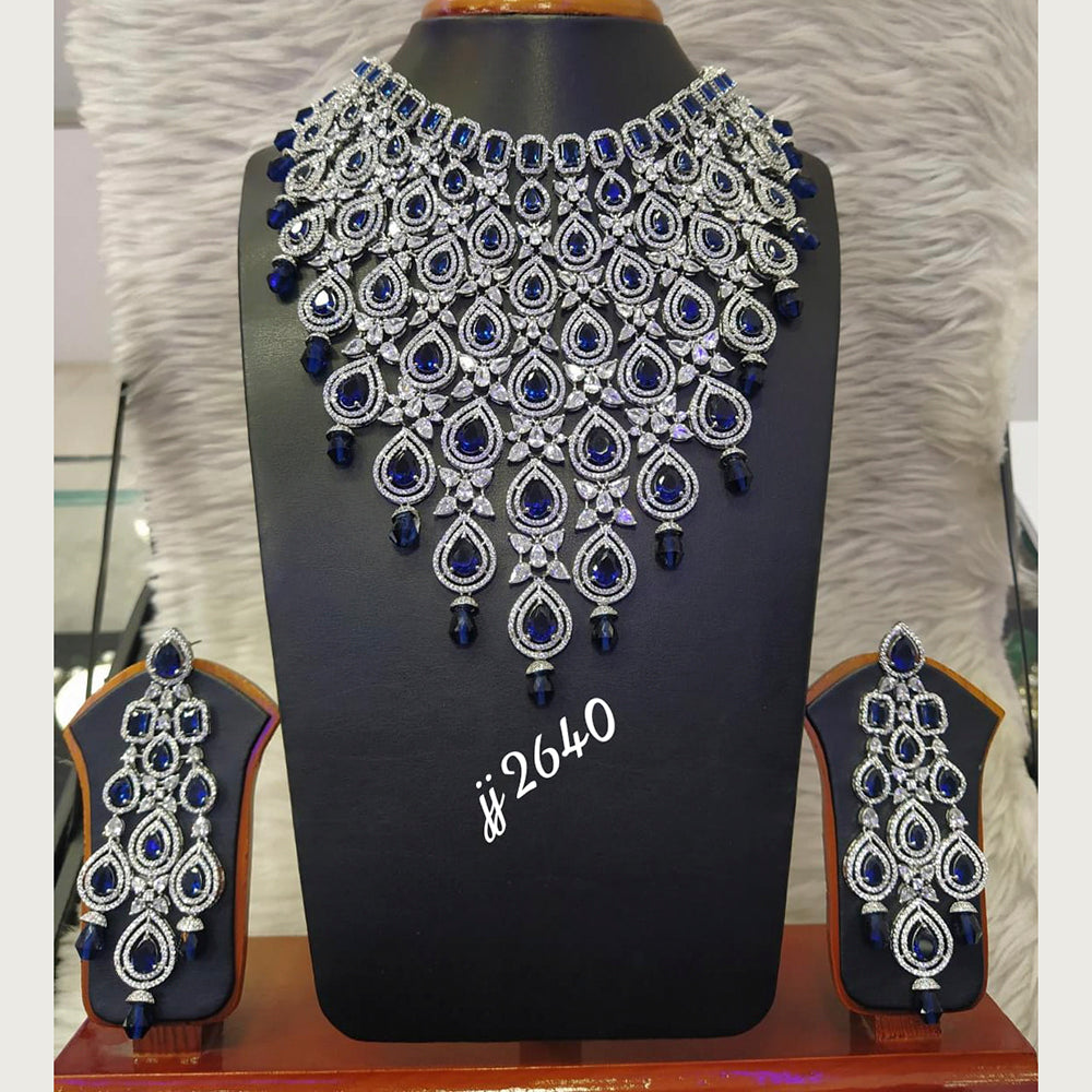 Jain Jewellers Silver Plated AD Stone Necklace Set
