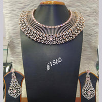 Jain Jewellers Rose Gold Plated AD Stone Necklace Set