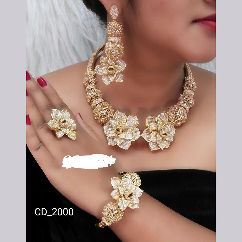 Jain Jewellery Gold Plated AD Stone Jewellery Combo Set