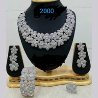 Jain Jewellery Silver Plated  AD Stone Jewellery Combo Set