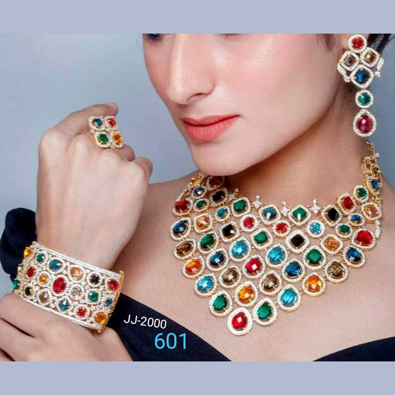 Jain Jewellery Gold Plated AD Stone Jewellery Combo Set