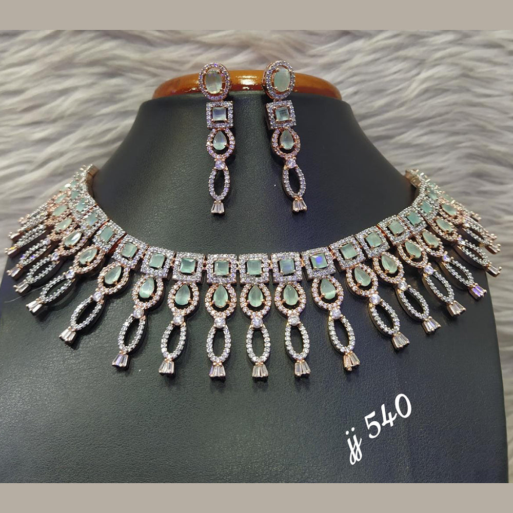 Jain Jewellers Rose Gold Plated AD Stone Necklace Set