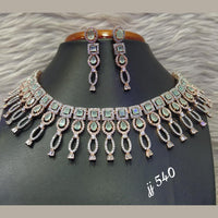 Jain Jewellers Rose Gold Plated AD Stone Necklace Set