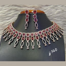 Jain Jewellers Rose Gold Plated AD Stone Necklace Set