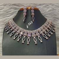 Jain Jewellers Rose Gold Plated AD Stone Necklace Set