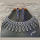 Jain Jewellers Silver Plated AD Stone Necklace Set