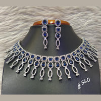 Jain Jewellers Silver Plated AD Stone Necklace Set