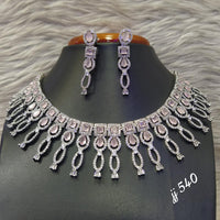 Jain Jewellers Silver Plated AD Stone Necklace Set