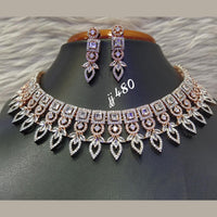 Jain Jewellers Rose Gold Plated AD Stone Necklace Set