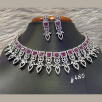 Jain Jewellers Silver Plated AD Stone Necklace Set