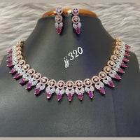 Jain Jewellers Rose Gold Plated AD Stone Necklace Set