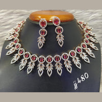 Jain Jewellers Rose Gold Plated AD Stone Necklace Set