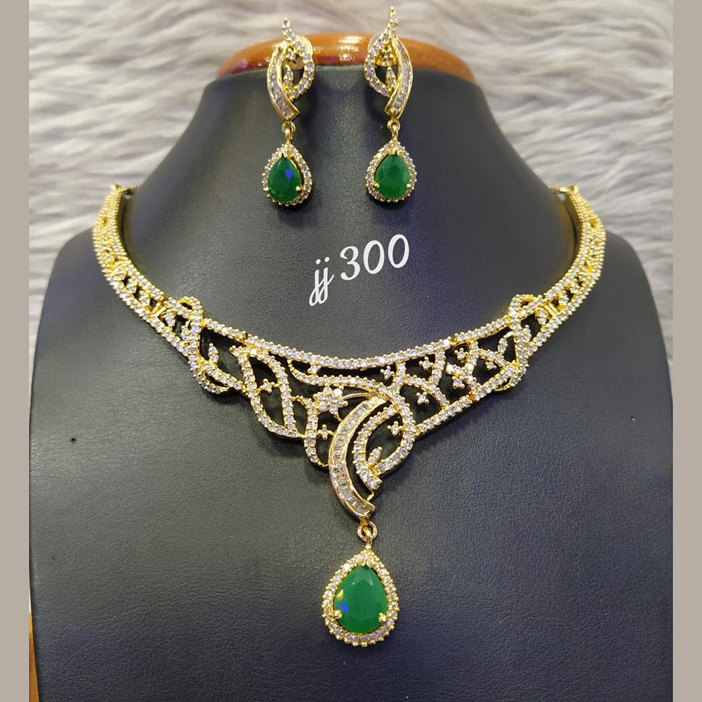 Jain Jewellers Gold Plated AD Stone Necklace Set