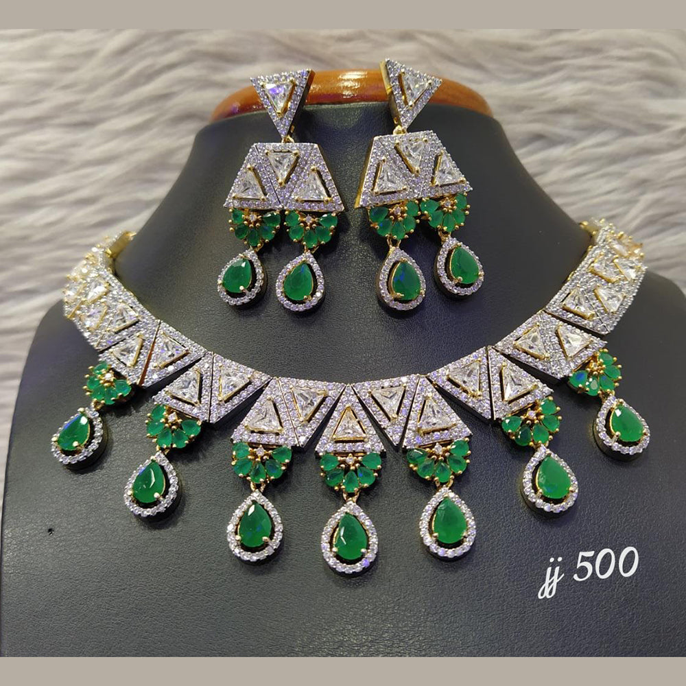 Jain Jewellers Gold Plated AD Stone Necklace Set