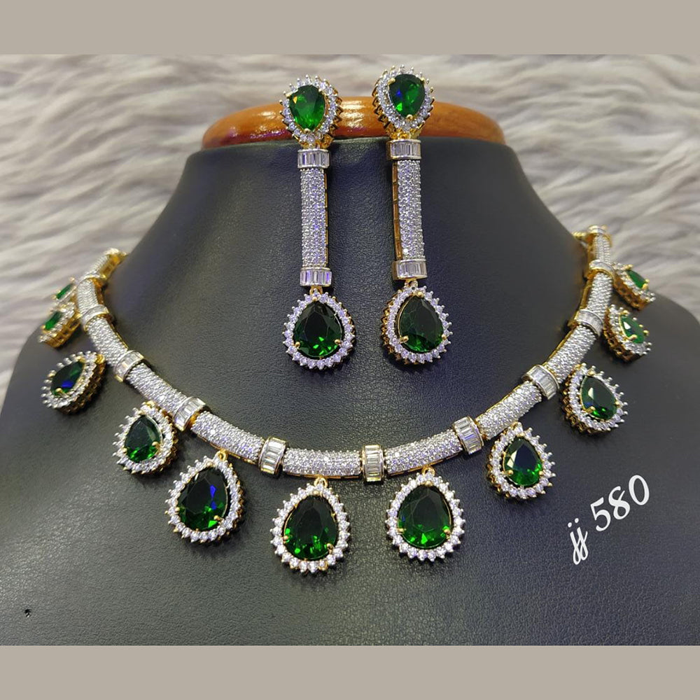 Jain Jewellers Gold Plated AD Stone Necklace Set