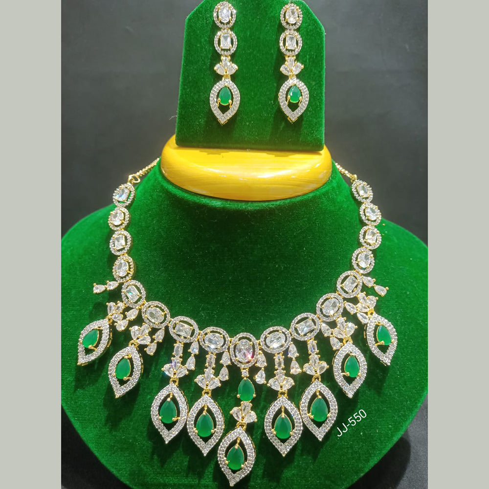 Jain Jewellers Gold Plated AD Stone Necklace Set