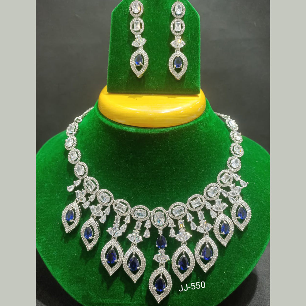 Jain Jewellers Silver Plated AD Stone Necklace Set