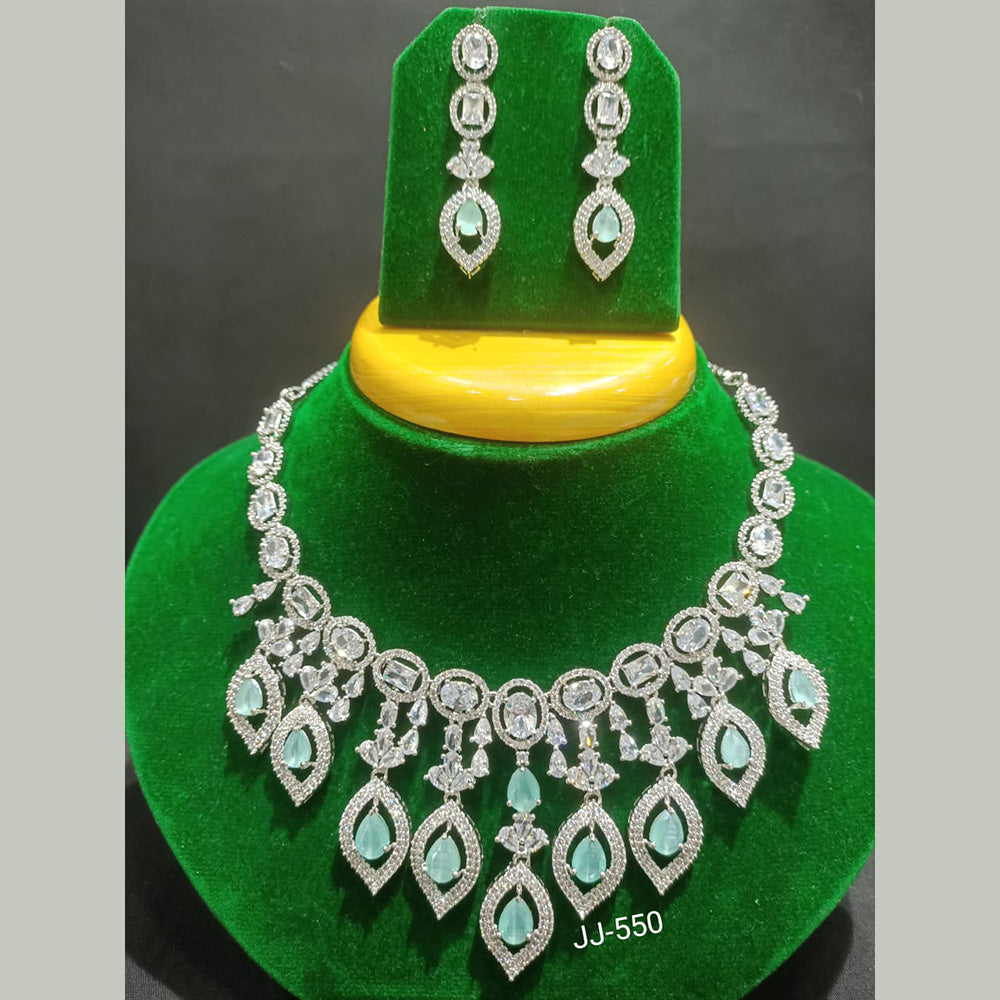 Jain Jewellers Silver Plated AD Stone Necklace Set