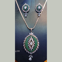 Jain Jewellers Rose Gold Plated AD Stone Chain Pendant Set