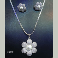 Jain Jewellers Silver Plated AD Stone Chain Pendant Set