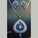 Jain Jewellers Silver Plated AD Stone Chain Pendant Set