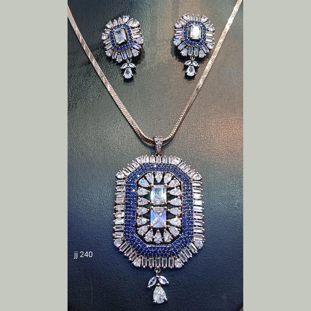 Jain Jewellers Rose Gold Plated AD Stone Chain Pendant Set