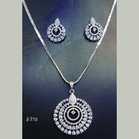 Jain Jewellers Silver Plated AD Stone Chain Pendant Set