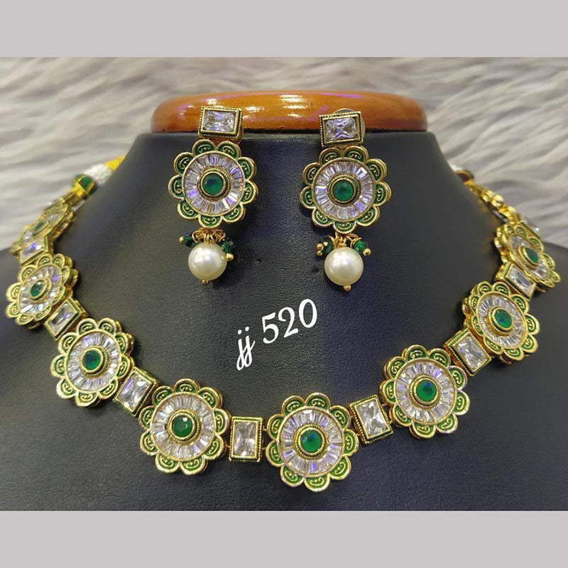 Jain Jewellers Gold Plated AD Stone Necklace Set