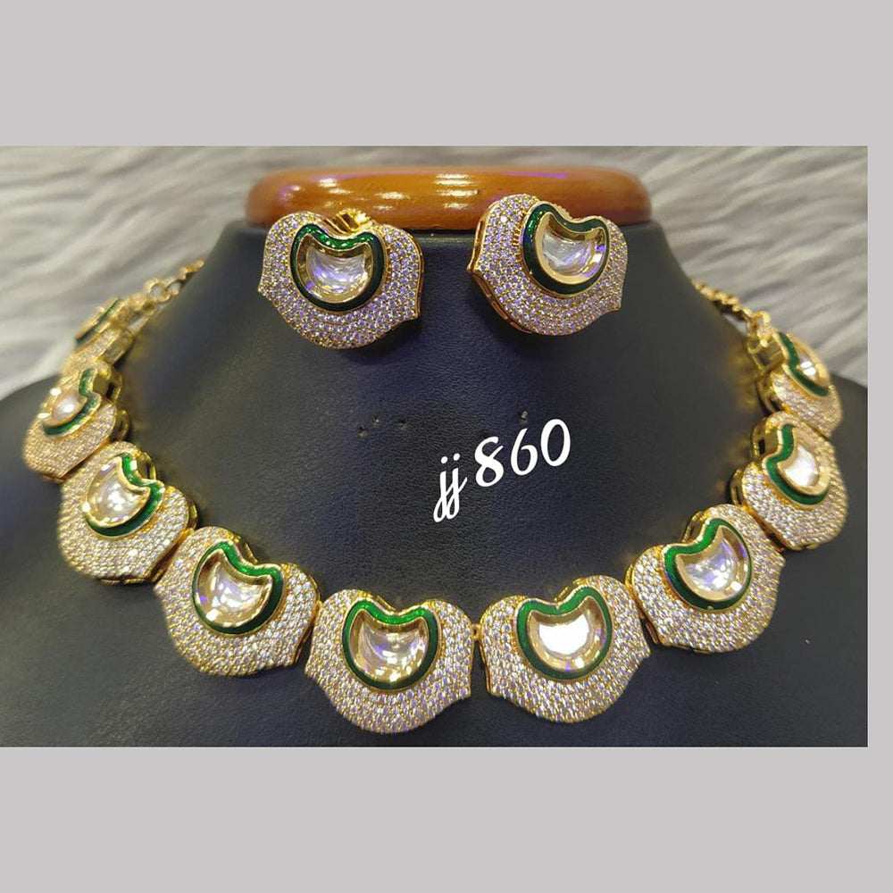 Jain Jewellers Gold Plated AD Stone Necklace Set