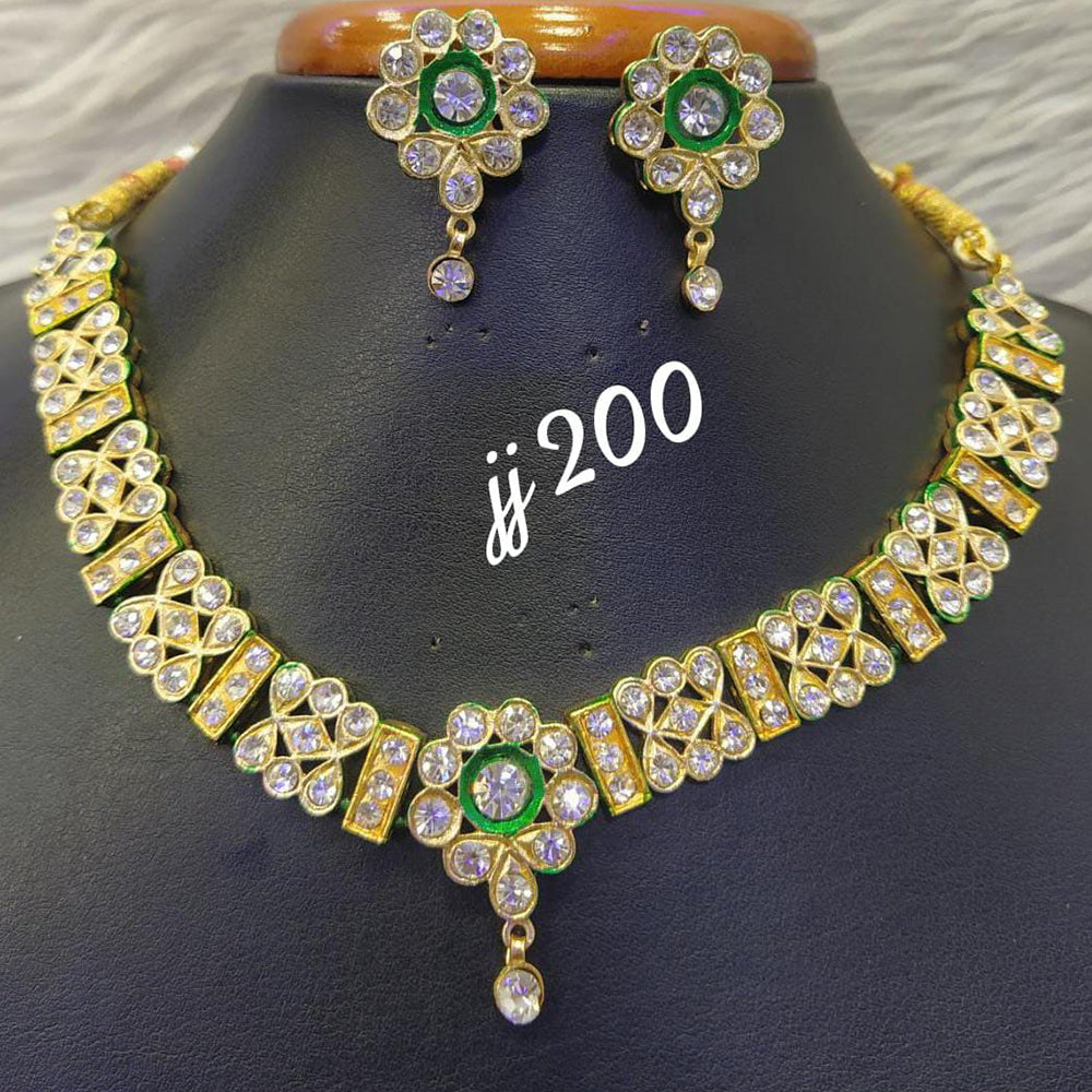 Jain Jewellers Gold Plated AD Stone Necklace Set
