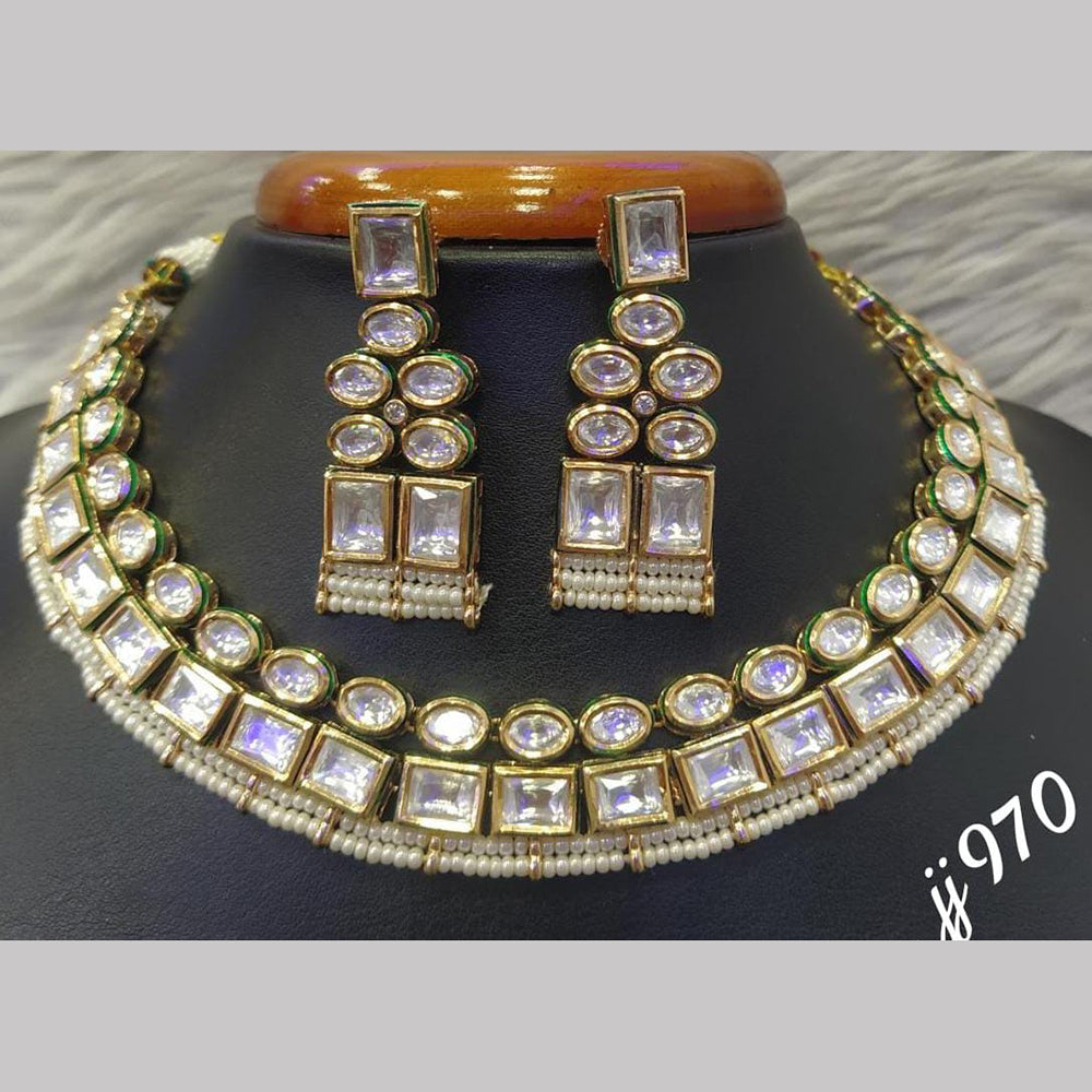 Jain Jewellers Gold Plated AD Stone Necklace Set