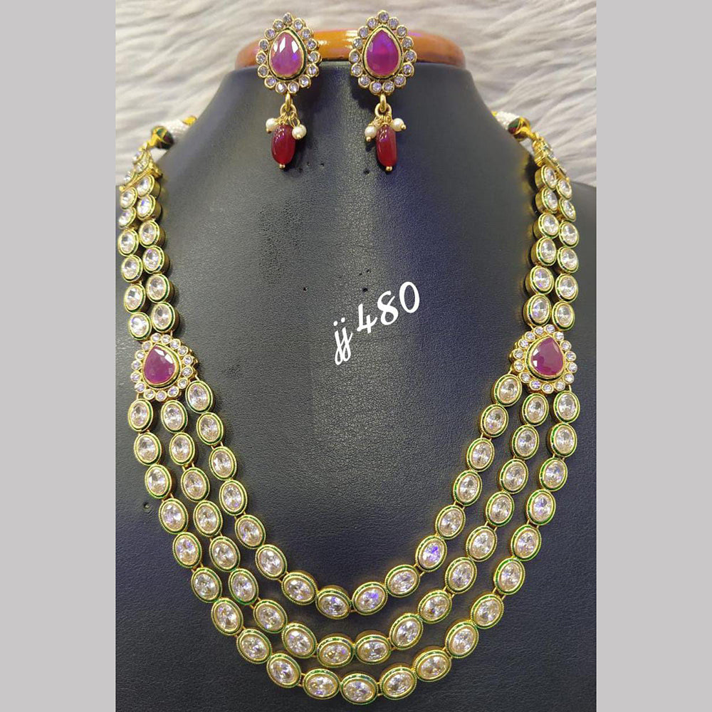 Jain Jewellers Gold Plated AD Stone Long Necklace Set