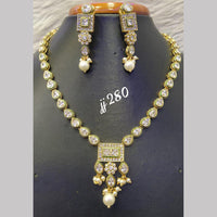 Jain Jewellers Gold Plated AD Stone Long Necklace Set