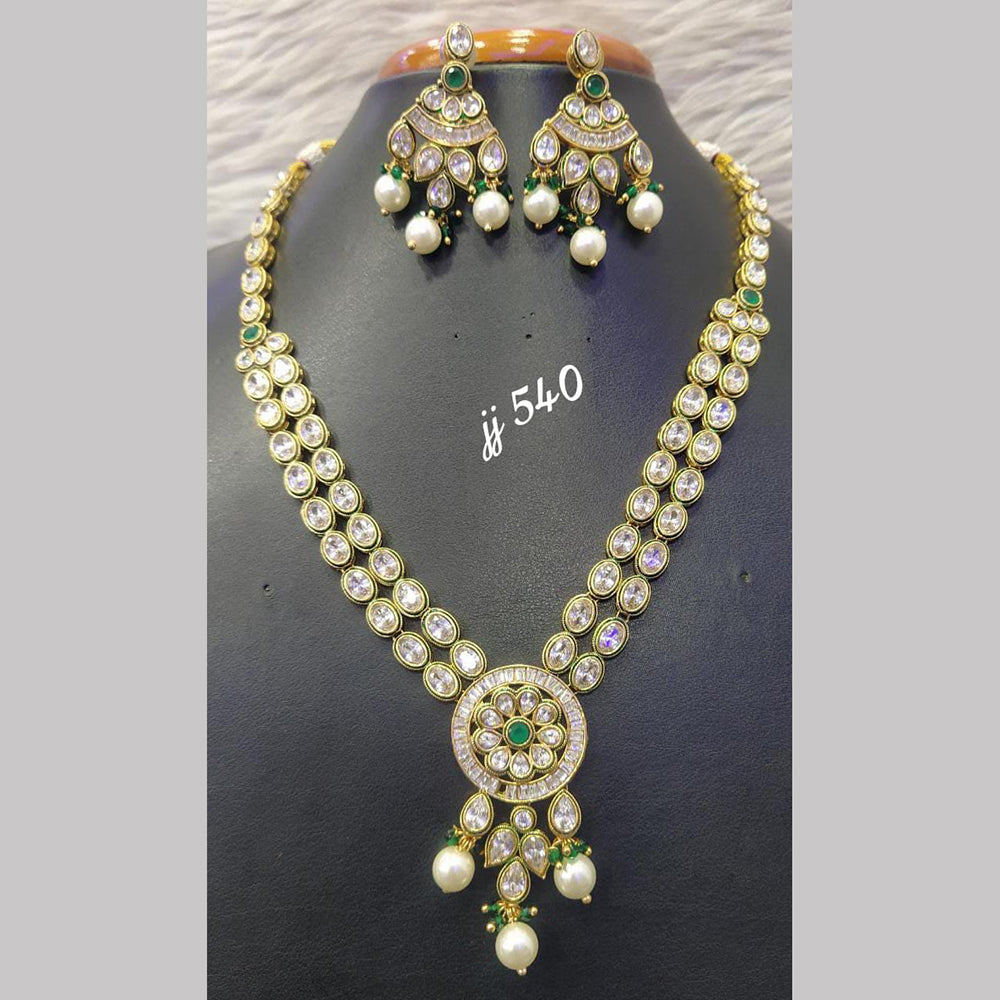 Jain Jewellers Gold Plated AD Stone Long Necklace Set