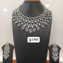 Jain Jewellers Silver Plated AD Stone Necklace Set
