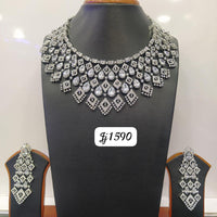 Jain Jewellers Silver Plated AD Stone Necklace Set