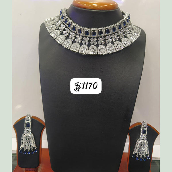 Jain Jewellers Silver Plated AD Stone Necklace Set