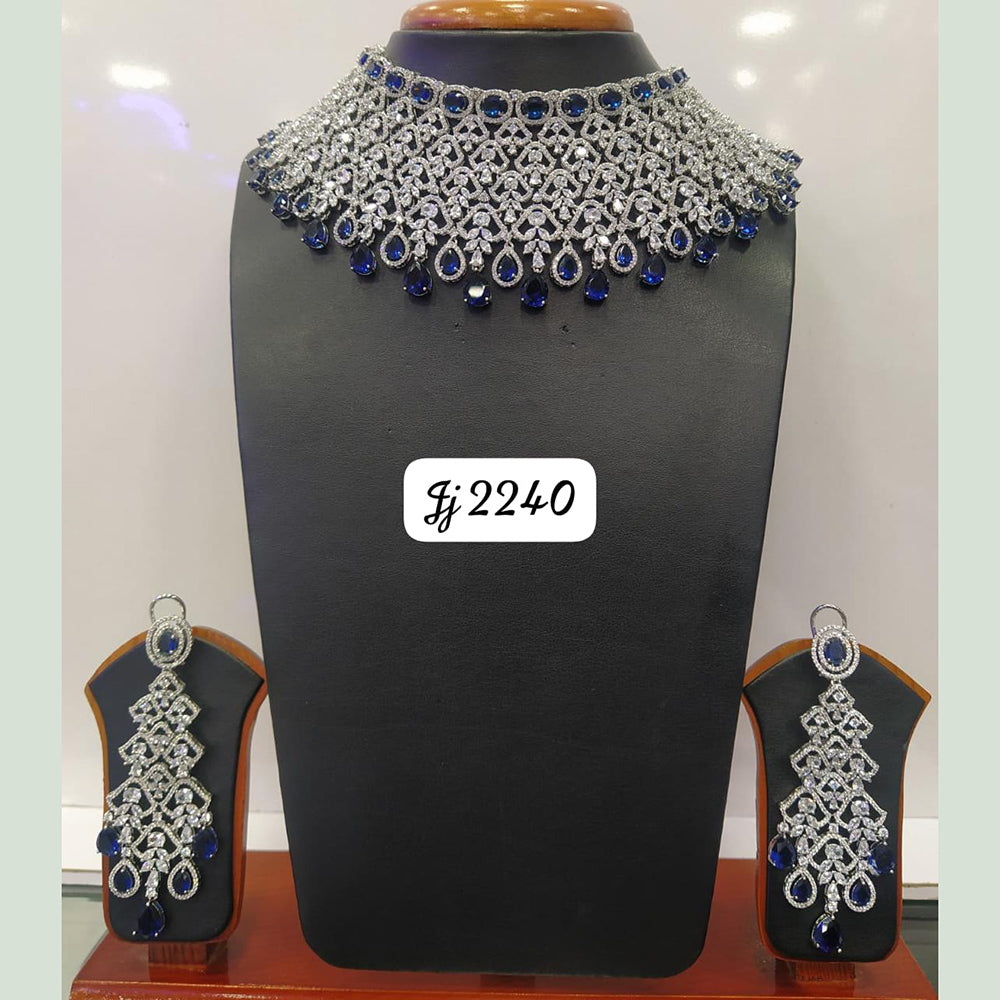 Jain Jewellers Silver Plated AD Stone Necklace Set