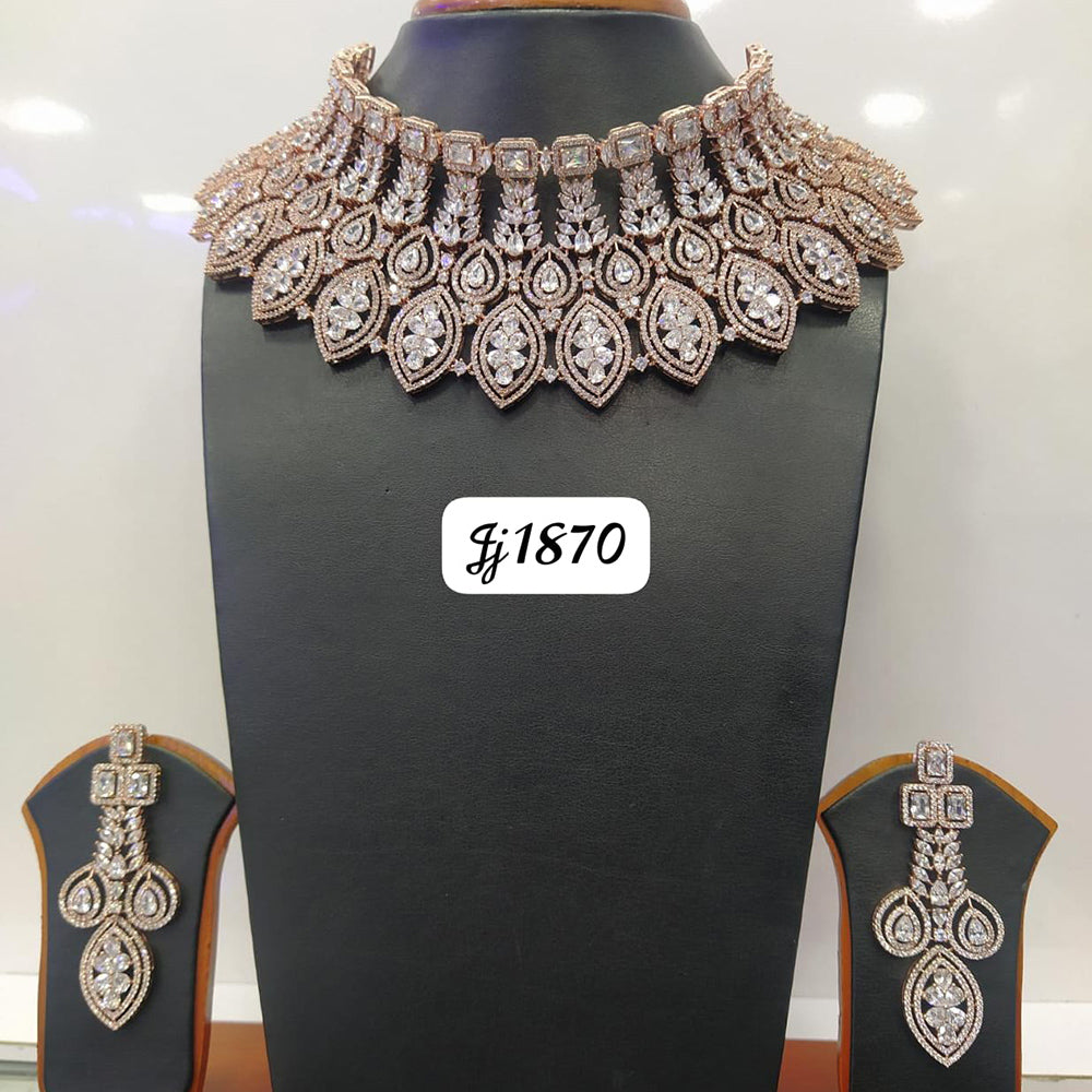 Jain Jewellers Gold Plated AD Stone Necklace Set