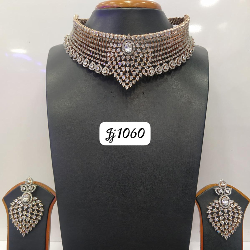 Jain Jewellers Gold Plated AD Stone Necklace Set