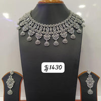 Jain Jewellers Silver Plated AD Stone Necklace Set