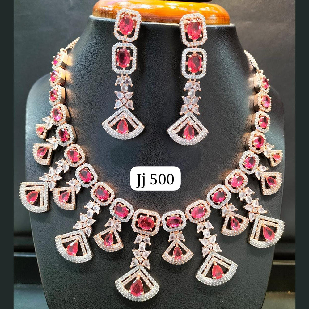 Jain Jewellers Gold Plated AD Stone Necklace Set