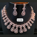 Jain Jewellers Rose Gold Plated AD Stone Necklace Set